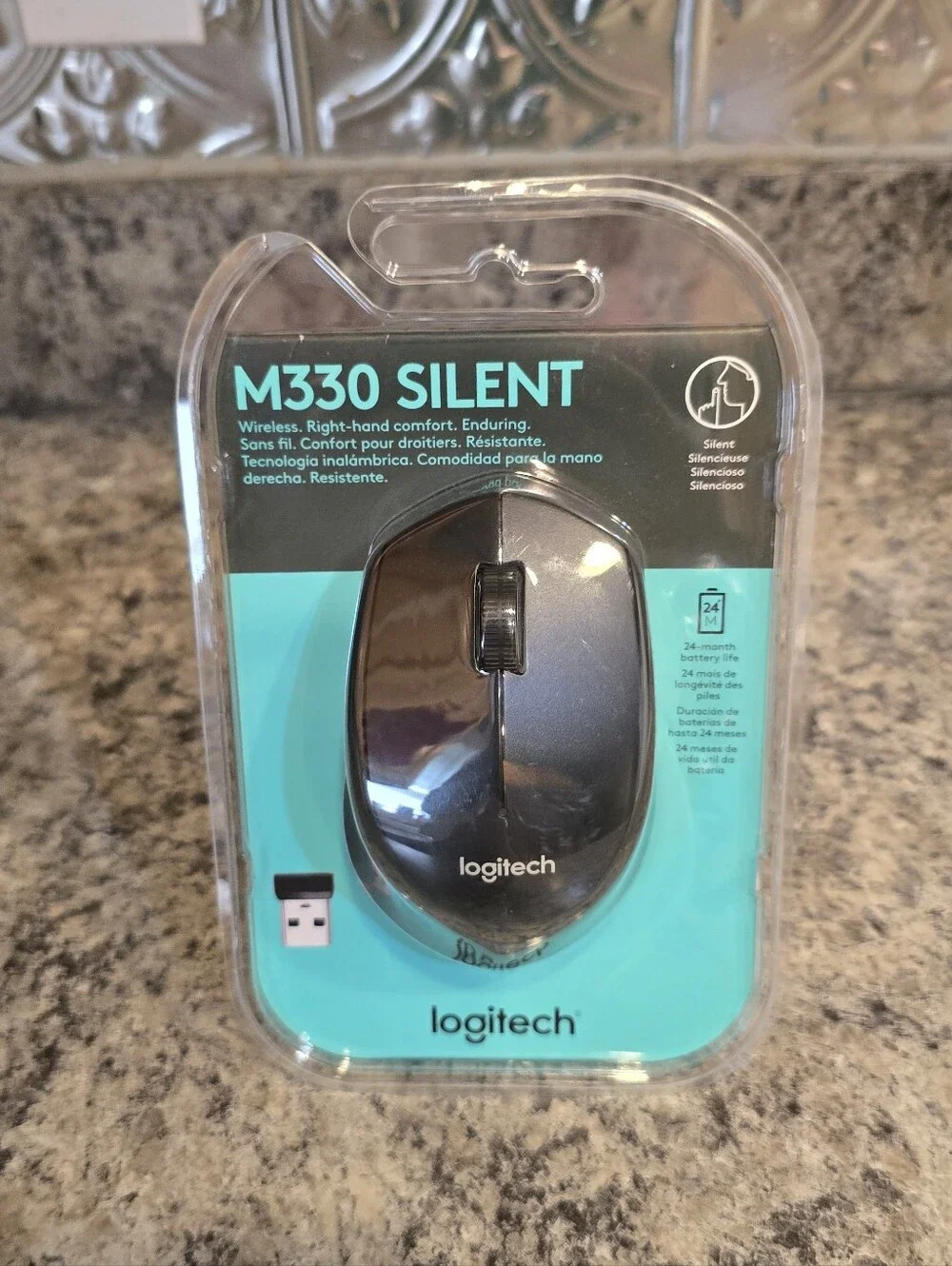 Logitech M330 Silent Wireless Mouse 2.4GHz USB Nano Receiver Ergonomic Black